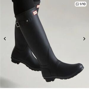 Hunter Original Tall Waterproof Black Wellies Boots, Size 9